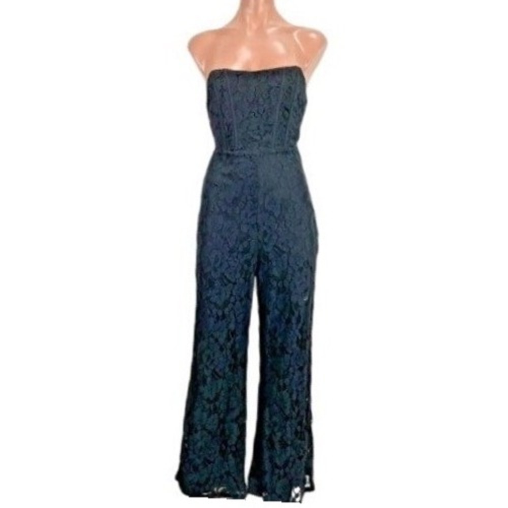 NWT Black Lace Jumpsuit Strapless Pants Romper‎ Whimsigoth Party Festival M $130